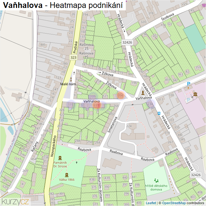 Mapa Vaňhalova - Firmy v ulici.