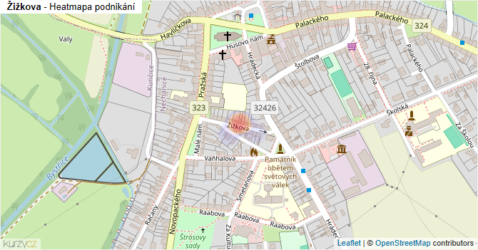Žižkova - mapa podnikání