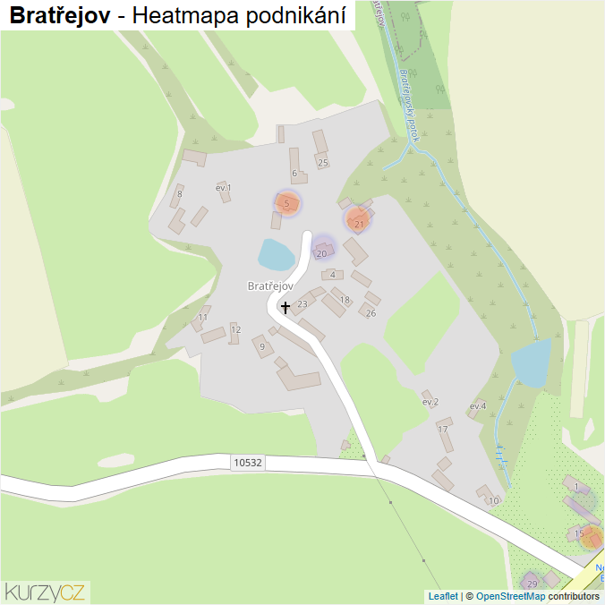 Mapa Bratřejov - Firmy v části obce.
