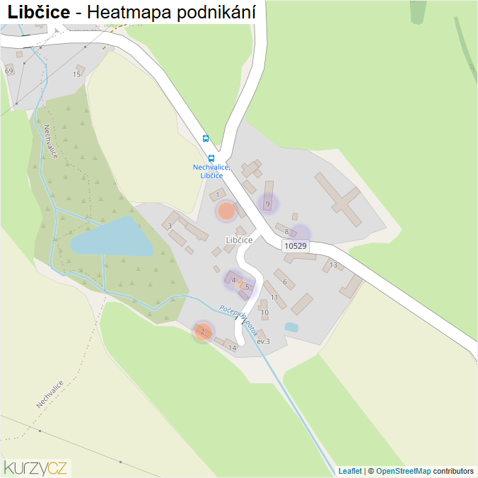 Mapa Libčice - Firmy v části obce.