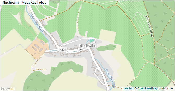 Nechvalín - mapa části obce