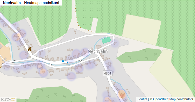 Nechvalín - mapa podnikání
