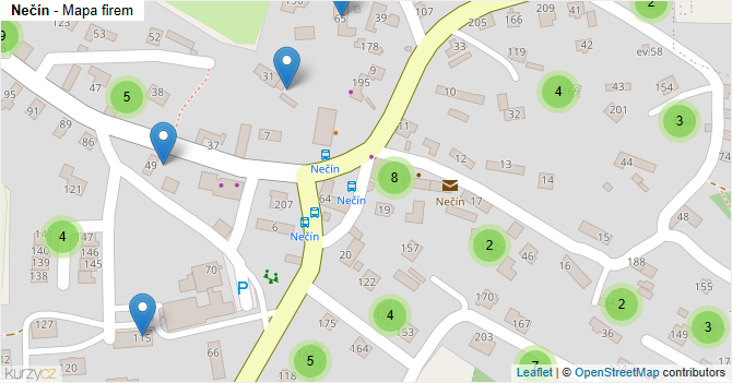 Nečín - mapa firem