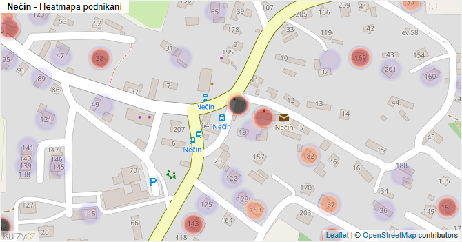 Nečín - mapa podnikání