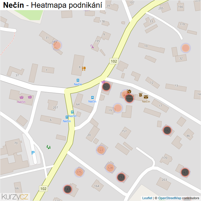 Mapa Nečín - Firmy v obci.