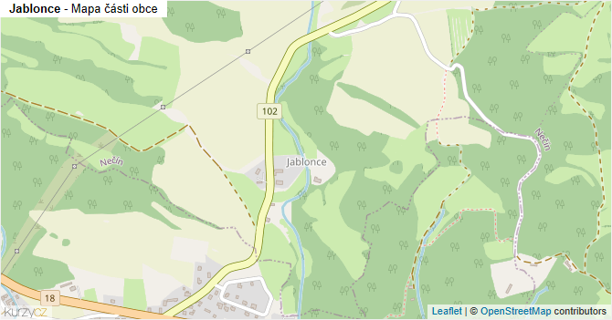 Jablonce - mapa části obce