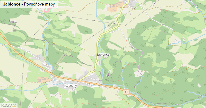 Jablonce - záplavové mapy stoleté vody