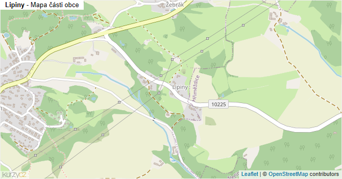 Lipiny - mapa části obce