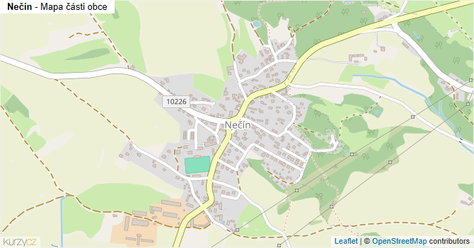Nečín - mapa části obce