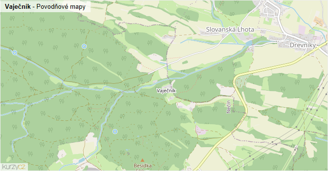 Vaječník - záplavové mapy stoleté vody