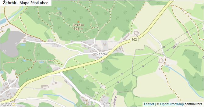 Žebrák - mapa části obce