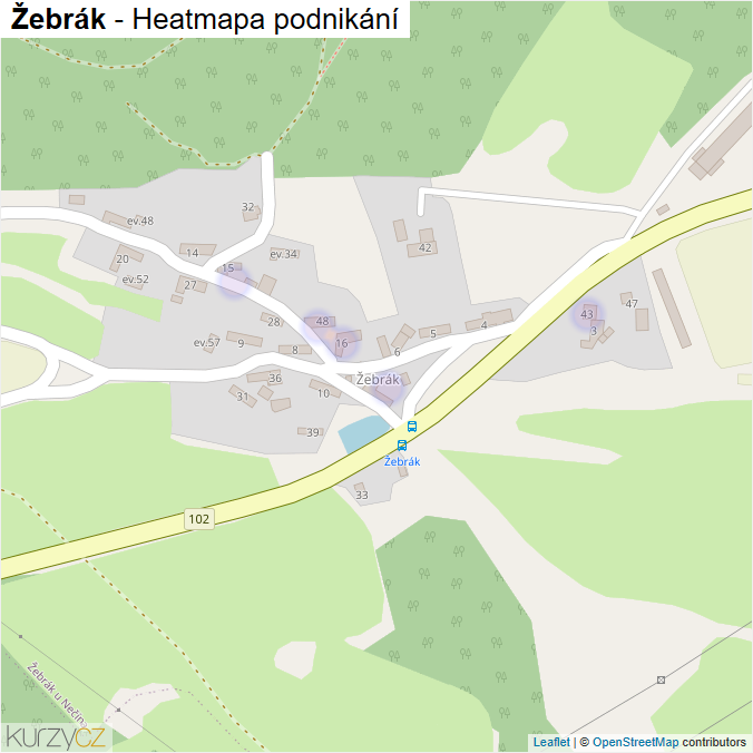 Mapa Žebrák - Firmy v části obce.