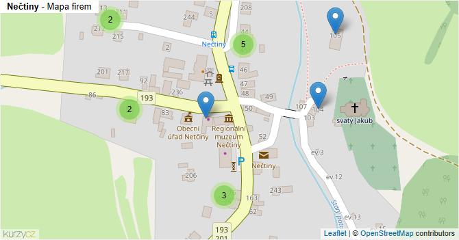 Nečtiny - mapa firem