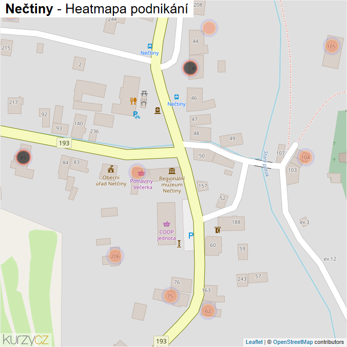 Mapa Nečtiny - Firmy v obci.