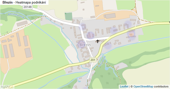 Březín - mapa podnikání
