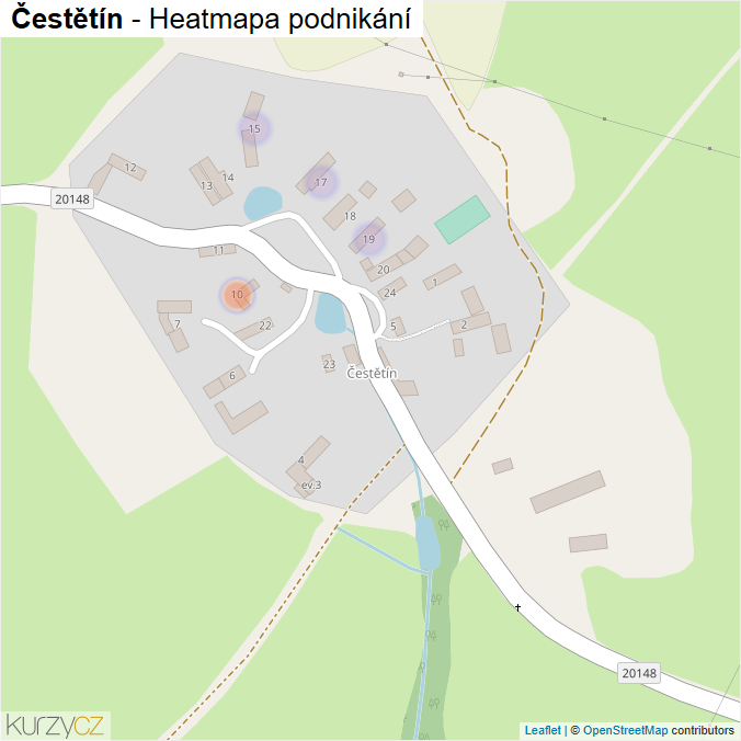 Mapa Čestětín - Firmy v části obce.