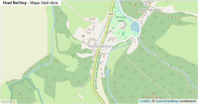 Hrad Nečtiny - mapa části obce