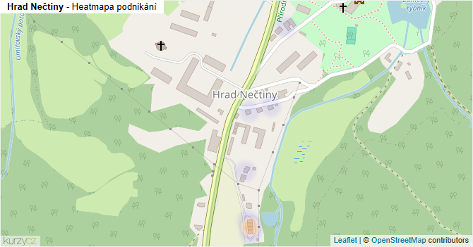 Hrad Nečtiny - mapa podnikání