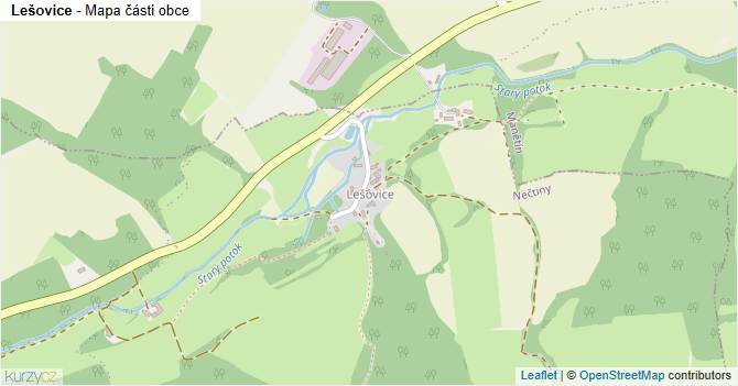 Lešovice - mapa části obce