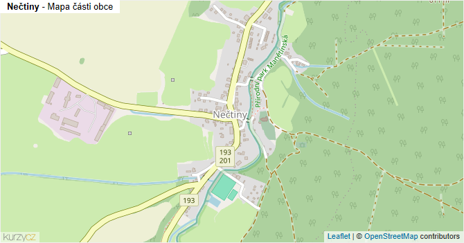Nečtiny - mapa části obce