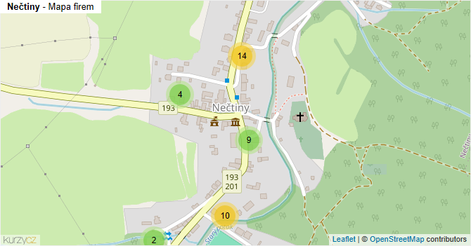 Nečtiny - mapa firem
