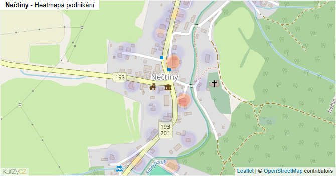 Nečtiny - mapa podnikání