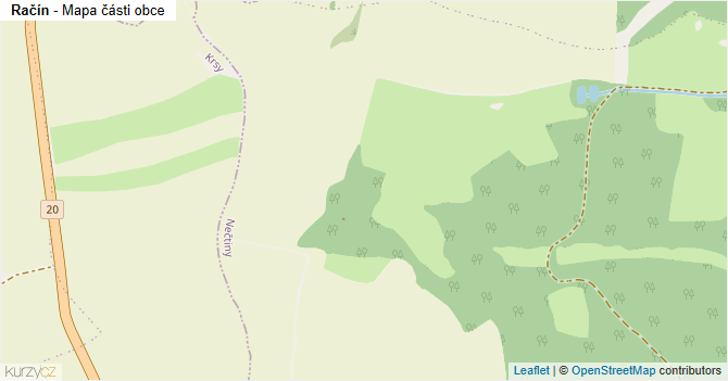 Račín - mapa části obce