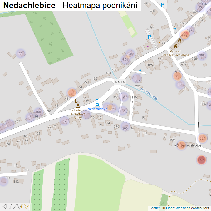 Mapa Nedachlebice - Firmy v části obce.