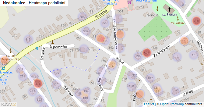 Nedakonice - mapa podnikání