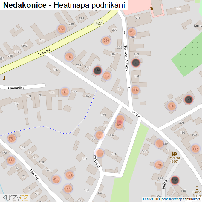 Mapa Nedakonice - Firmy v obci.