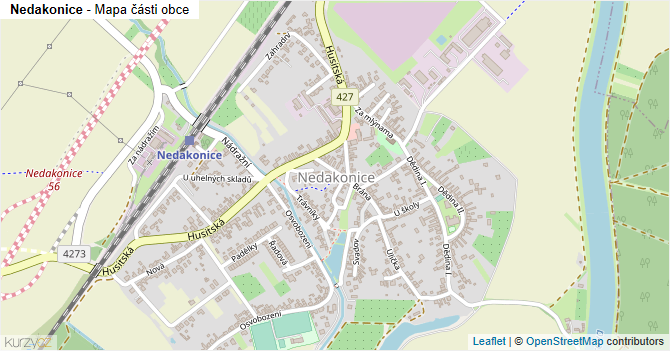 Nedakonice - mapa části obce