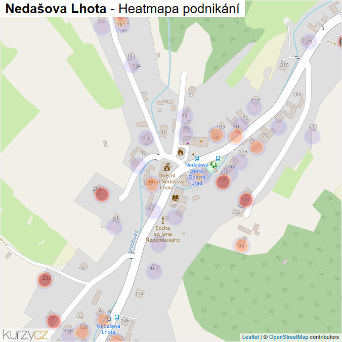 Mapa Nedašova Lhota - Firmy v části obce.