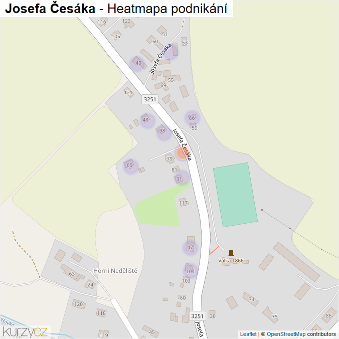 Mapa Josefa Česáka - Firmy v ulici.