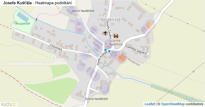Josefa Košťála - mapa podnikání