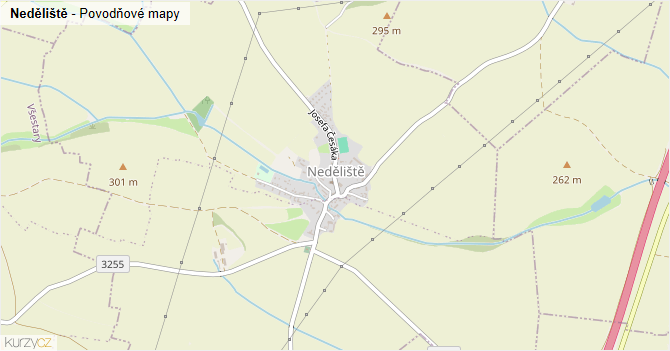 Neděliště - záplavové mapy stoleté vody