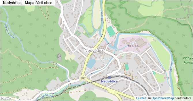 Nedvědice - mapa části obce