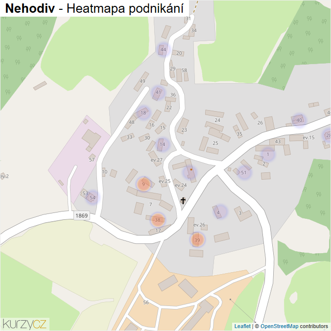 Mapa Nehodiv - Firmy v části obce.