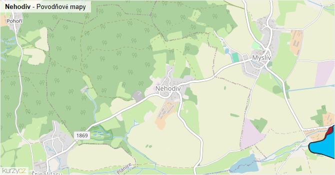 Nehodiv - záplavové mapy stoleté vody
