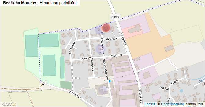 Bedřicha Mouchy - mapa podnikání