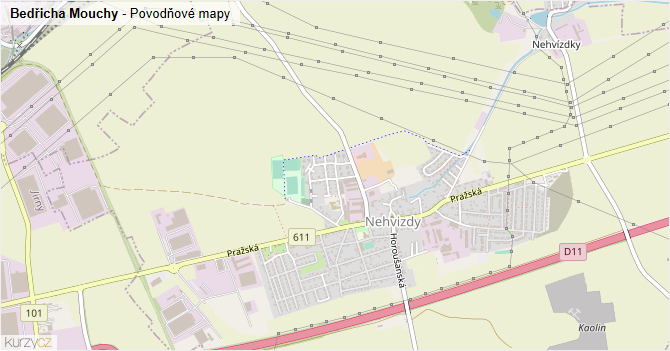 Bedřicha Mouchy - záplavové mapy stoleté vody