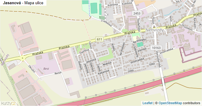 Jasanová - mapa ulice