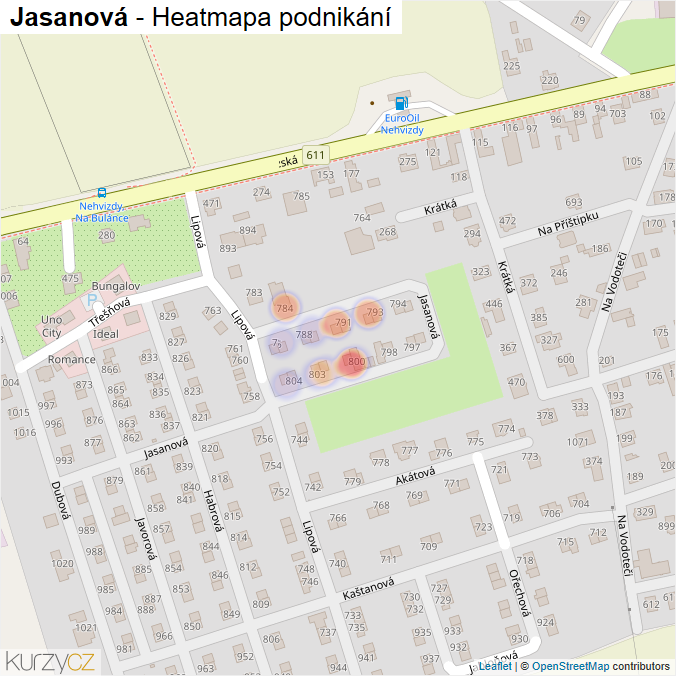 Mapa Jasanová - Firmy v ulici.