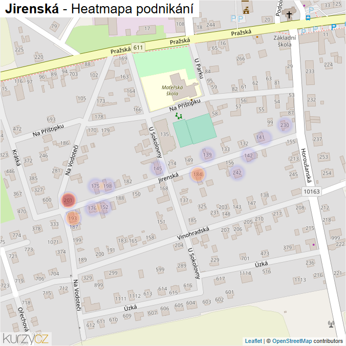 Mapa Jirenská - Firmy v ulici.