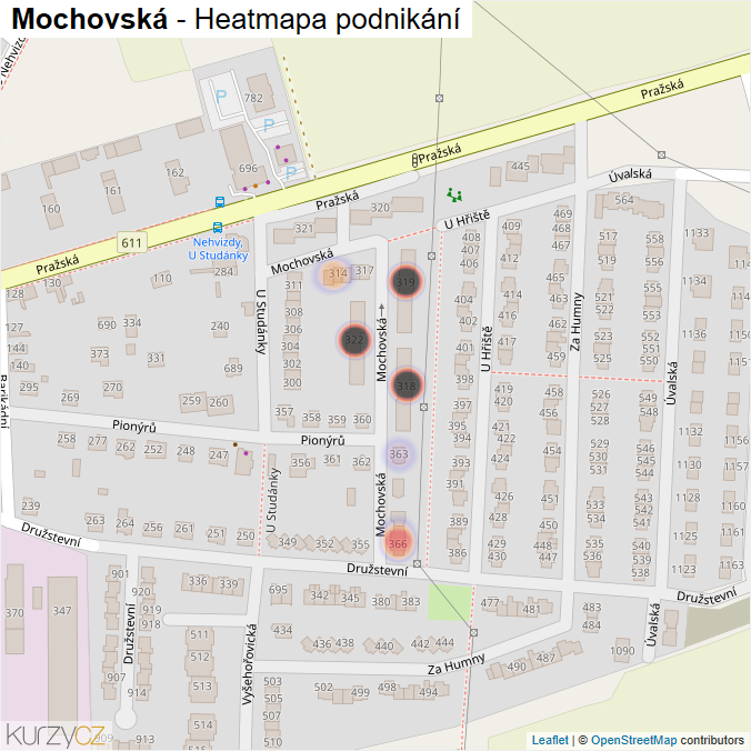 Mapa Mochovská - Firmy v ulici.