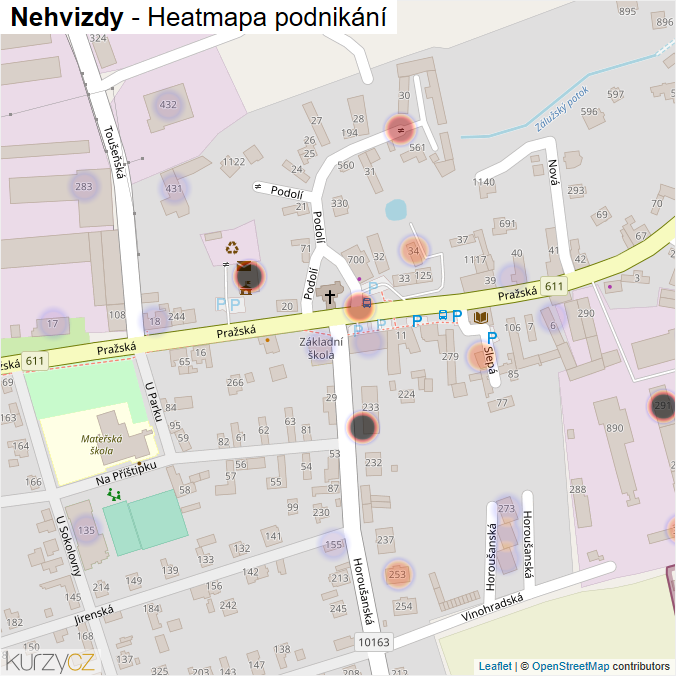 Mapa Nehvizdy - Firmy v části obce.