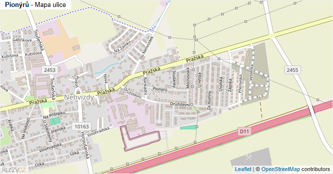 Pionýrů - mapa ulice