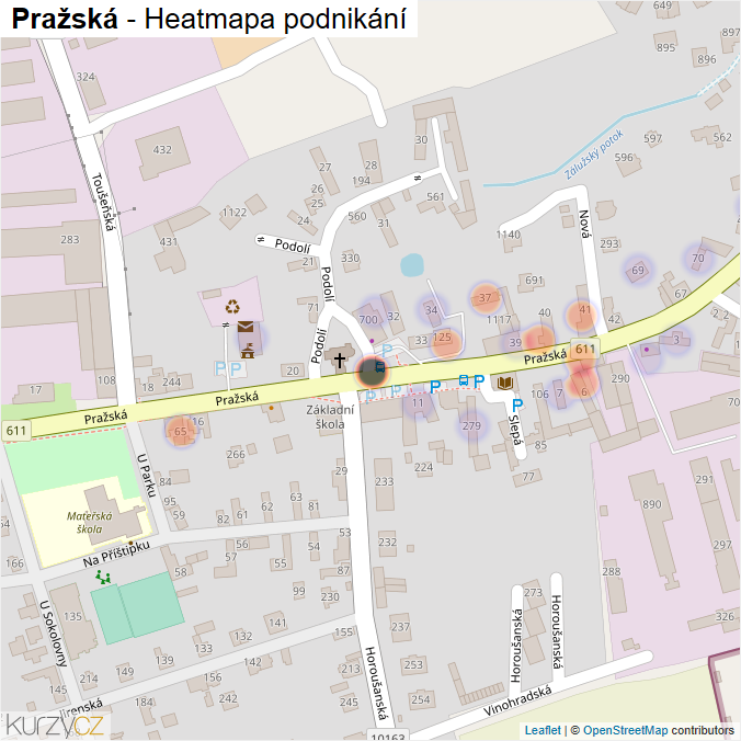 Mapa Pražská - Firmy v ulici.