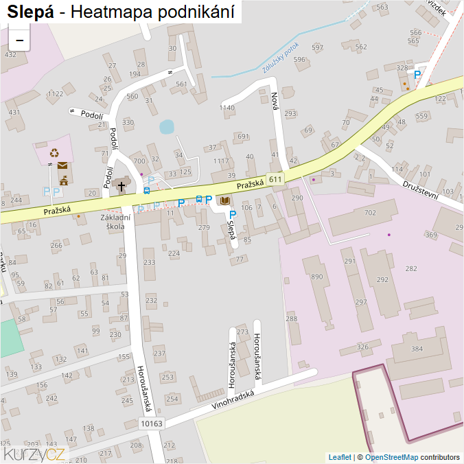 Mapa Slepá - Firmy v ulici.