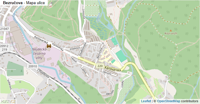 Bezručova - mapa ulice