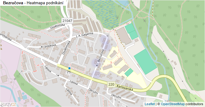 Bezručova - mapa podnikání